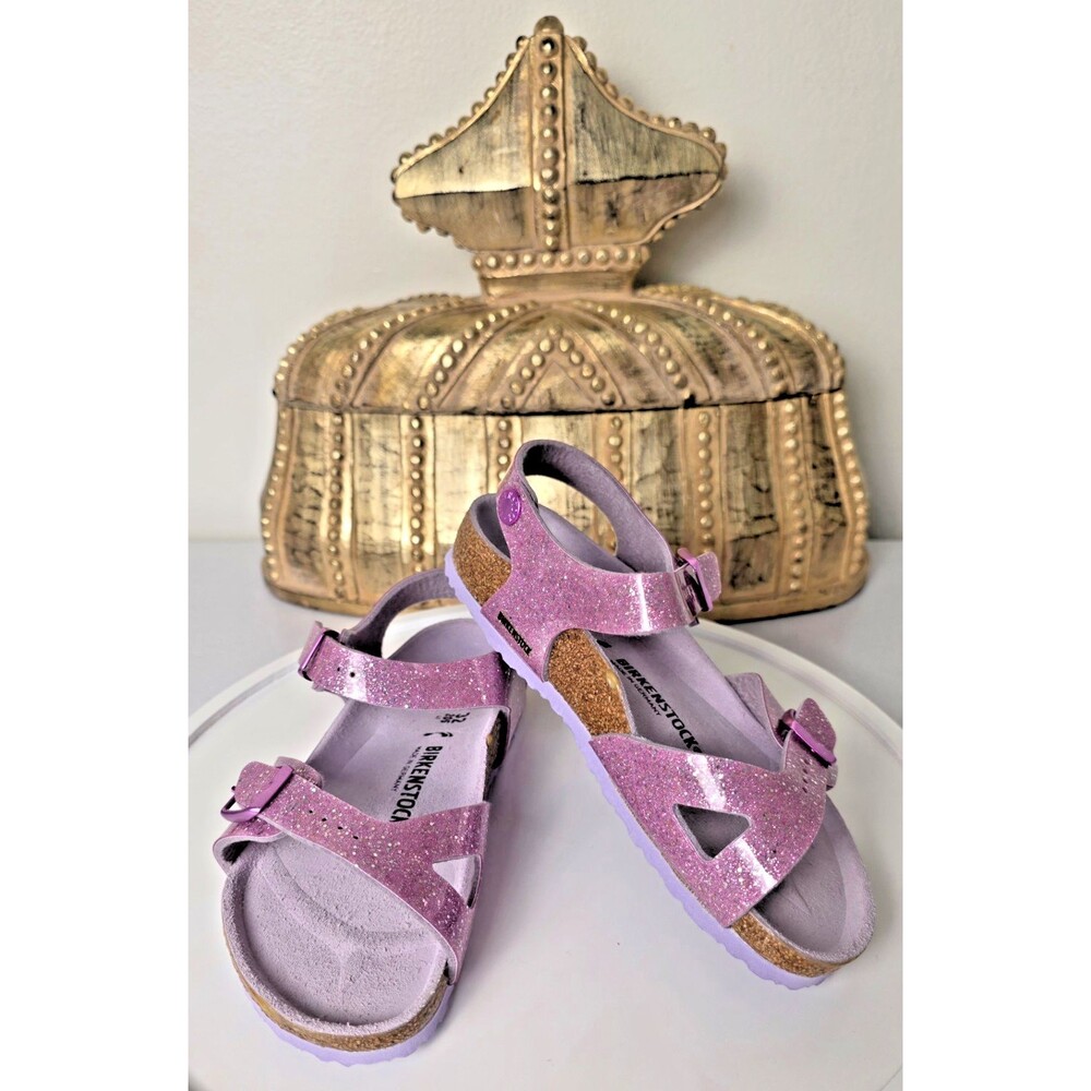 BIRKENSTOCK Rio Kids Glitter Sandals Cosmic Sparkle Lavender EU SZ 32/US 1-1.5